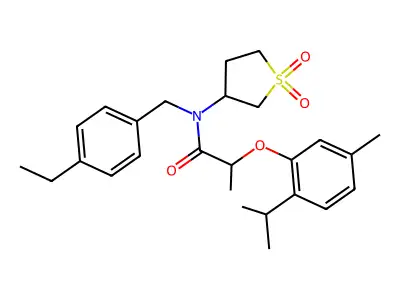 N-(1,1-dioxidotetrahydrothiophen-3-yl)-N-(4-ethylbenzyl)-2-[5-methyl-2-(propan-2-yl)phenoxy]propanamide structure