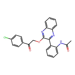N-(2-{3-[2-(4-chlorophenyl)-2-oxoethoxy]quinoxalin-2-yl}phenyl)acetamide structure