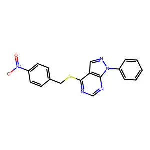 4-[(4-Nitrophenyl)methylsulfanyl]-1-phenylpyrazolo[3,4-d]pyrimidine structure