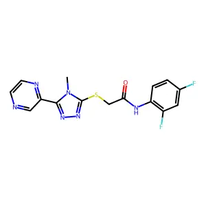 N-(2,4-difluorophenyl)-2-{[4-methyl-5-(pyrazin-2-yl)-4H-1,2,4-triazol-3-yl]sulfanyl}acetamide structure