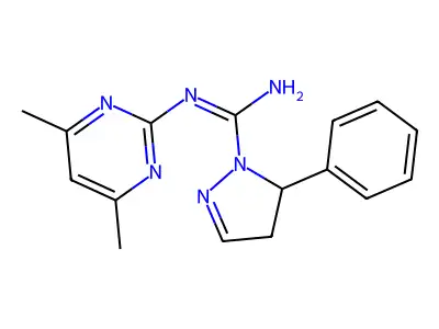 N-(4,6-dimethylpyrimidin-2-yl)-5-phenyl-4,5-dihydro-1H-pyrazole-1-carboximidamide structure