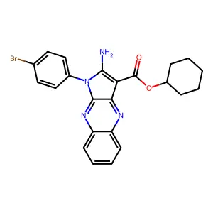 cyclohexyl 2-amino-1-(4-bromophenyl)-1H-pyrrolo[2,3-b]quinoxaline-3-carboxylate structure