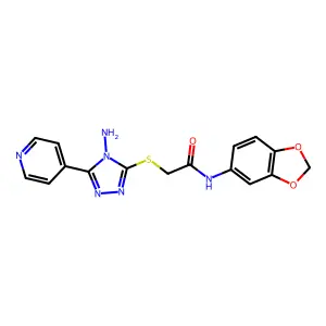 2-[(4-amino-5-pyridin-4-yl-1,2,4-triazol-3-yl)sulfanyl]-N-(1,3-benzodioxol-5-yl)acetamide structure