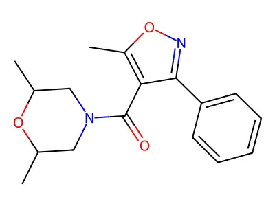 (2,6-Dimethylmorpholin-4-yl)(5-methyl-3-phenyl-1,2-oxazol-4-yl)methanone structure