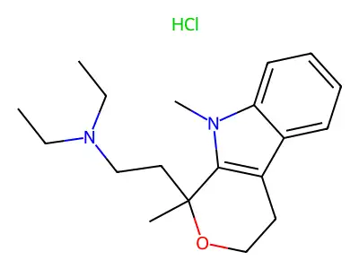 1-(2-Diethylaminoethyl)-1,9-dimethyl-1,3,4,9-tetrahydropyrano(3,4-b)indole hydrochloride structure