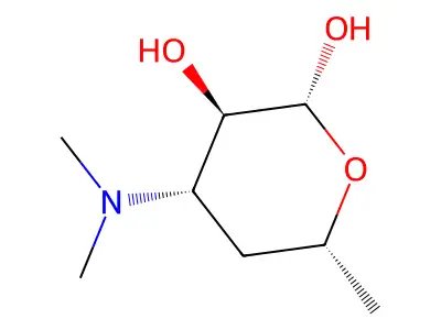 3,4,6-Trideoxy-3-(dimethylamino-b-D-xylo-hexopyranose) structure