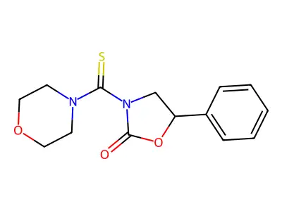 3-(Morpholine-4-carbothioyl)-5-phenyl-1,3-oxazolidin-2-one structure