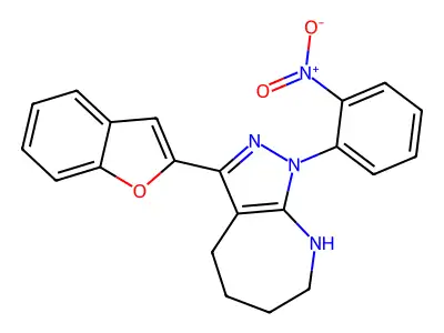 10-benzofuran-2-yl-8-(2-nitrophenyl)-6,8,9-triazabicyclo[5.3.0]deca-6,10-diene structure