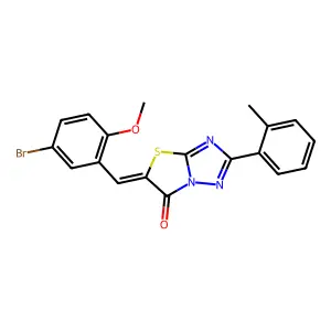 (5Z)-5-(5-bromo-2-methoxybenzylidene)-2-(2-methylphenyl)[1,3]thiazolo[3,2-b][1,2,4]triazol-6(5H)-one structure