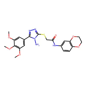 2-{[4-amino-5-(3,4,5-trimethoxyphenyl)-4H-1,2,4-triazol-3-yl]sulfanyl}-N-(2,3-dihydro-1,4-benzodioxin-6-yl)acetamide structure