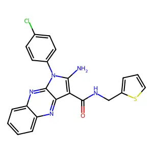 2-amino-1-(4-chlorophenyl)-N-(2-thienylmethyl)-1H-pyrrolo[2,3-b]quinoxaline-3-carboxamide structure