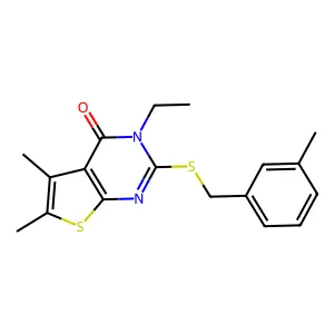 3-ethyl-5,6-dimethyl-2-[(3-methylbenzyl)sulfanyl]thieno[2,3-d]pyrimidin-4(3H)-one structure