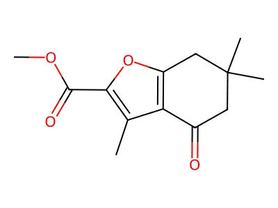 Methyl 3,6,6-trimethyl-4-oxo-4,5,6,7-tetrahydro-1-benzofuran-2-carboxylate structure