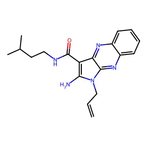 1-allyl-2-amino-N-isopentyl-1H-pyrrolo[2,3-b]quinoxaline-3-carboxamide structure