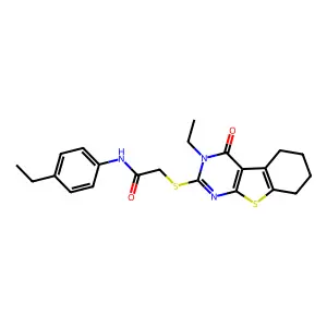 2-((3-Ethyl-4-oxo-3,4,5,6,7,8-hexahydrobenzo[4,5]thieno[2,3-d]pyrimidin-2-yl)thio)-N-(4-ethylphenyl)acetamide structure
