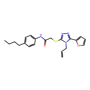N-(4-butylphenyl)-2-{[5-(furan-2-yl)-4-(prop-2-en-1-yl)-4H-1,2,4-triazol-3-yl]sulfanyl}acetamide structure