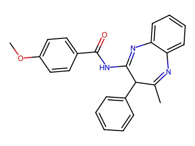 4-methoxy-N-(4-methyl-3-phenyl-3H-1,5-benzodiazepin-2-yl)benzamide structure