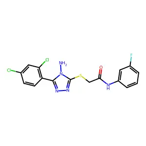 2-[4-amino-5-(2,4-dichlorophenyl)(1,2,4-triazol-3-ylthio)]-N-(3-fluorophenyl)a cetamide structure
