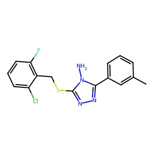 3-[(6-chloro-2-fluorophenyl)methylthio]-5-(3-methylphenyl)-1,2,4-triazole-4-yl amine structure