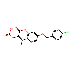 2-[7-[(4-Chlorophenyl)methoxy]-4-methyl-2-oxochromen-3-yl]acetic acid structure