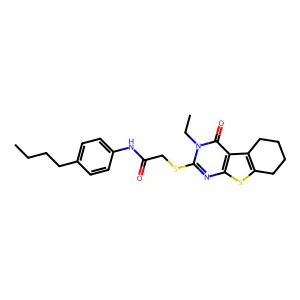 N-(4-butylphenyl)-2-[(3-ethyl-4-oxo-3,4,5,6,7,8-hexahydro[1]benzothieno[2,3-d]pyrimidin-2-yl)sulfanyl]acetamide structure