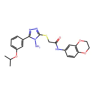 2-({4-amino-5-[3-(propan-2-yloxy)phenyl]-4H-1,2,4-triazol-3-yl}sulfanyl)-N-(2,3-dihydro-1,4-benzodioxin-6-yl)acetamide structure