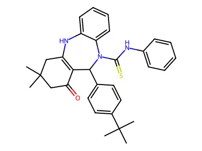11-(4-tert-butylphenyl)-3,3-dimethyl-1-oxo-N-phenyl-1,2,3,4,5,11-hexahydro-10H-dibenzo[b,e][1,4]diazepine-10-carbothioamide structure