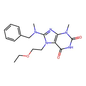 8-(benzyl(methyl)amino)-7-(2-ethoxyethyl)-3-methyl-1H-purine-2,6(3H,7H)-dione structure