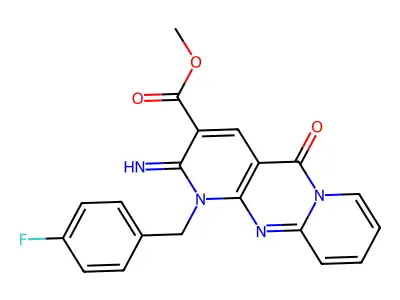 methyl 7-[(4-fluorophenyl)methyl]-6-imino-2-oxo-1,7,9-triazatricyclo[8.4.0.0^{3,8}]tetradeca-3(8),4,9,11,13-pentaene-5-carboxylate structure