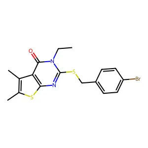 2-((4-Bromobenzyl)thio)-3-ethyl-5,6-dimethylthieno(2,3-D)pyrimidin-4(3H)-one structure