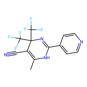 6-methyl-2-pyridin-4-yl-4,4-bis(trifluoromethyl)-1H-pyrimidine-5-carbonitrile structure