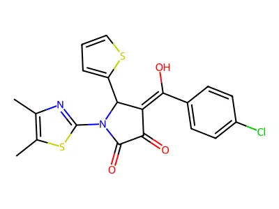 4-(4-chlorobenzoyl)-1-(4,5-dimethyl-1,3-thiazol-2-yl)-3-hydroxy-5-(thiophen-2-yl)-2,5-dihydro-1H-pyrrol-2-one structure