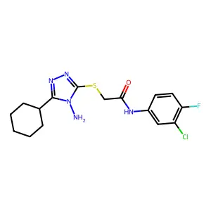 2-((4-amino-5-cyclohexyl-4H-1,2,4-triazol-3-yl)thio)-N-(3-chloro-4-fluorophenyl)acetamide structure