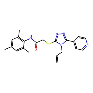 2-{[4-(prop-2-en-1-yl)-5-(pyridin-4-yl)-4H-1,2,4-triazol-3-yl]sulfanyl}-N-(2,4,6-trimethylphenyl)acetamide structure