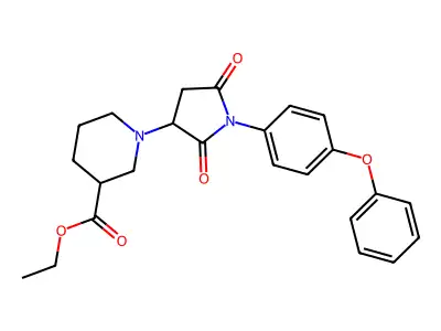 Ethyl 1-[2,5-dioxo-1-(4-phenoxyphenyl)pyrrolidin-3-yl]piperidine-3-carboxylate structure
