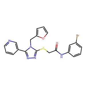 N-(3-bromophenyl)-2-{[4-(furan-2-ylmethyl)-5-(pyridin-3-yl)-4H-1,2,4-triazol-3-yl]sulfanyl}acetamide structure