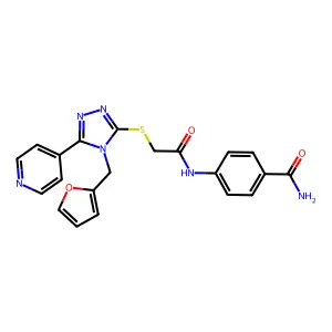 4-[({[4-(furan-2-ylmethyl)-5-(pyridin-4-yl)-4H-1,2,4-triazol-3-yl]sulfanyl}acetyl)amino]benzamide structure