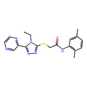 N-(2,5-Dimethylphenyl)-2-((4-ethyl-5-(pyrazin-2-yl)-4H-1,2,4-triazol-3-yl)thio)acetamide structure