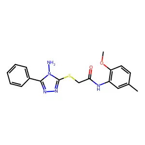 2-[(4-amino-5-phenyl-4H-1,2,4-triazol-3-yl)sulfanyl]-N-(2-methoxy-5-methylphenyl)acetamide structure