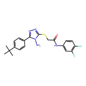 2-{4-amino-5-[4-(tert-butyl)phenyl](1,2,4-triazol-3-ylthio)}-N-(3,4-difluoroph enyl)acetamide structure