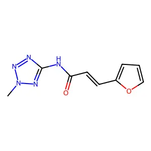 (E)-3-(furan-2-yl)-N-(2-methyltetrazol-5-yl)prop-2-enamide structure