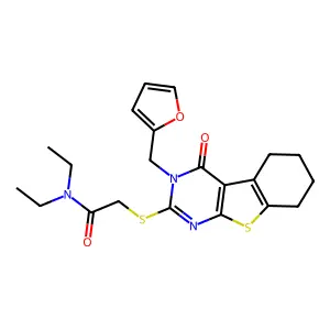 N,N-diethyl-2-{[3-(furan-2-ylmethyl)-4-oxo-3,4,5,6,7,8-hexahydro[1]benzothieno[2,3-d]pyrimidin-2-yl]sulfanyl}acetamide structure