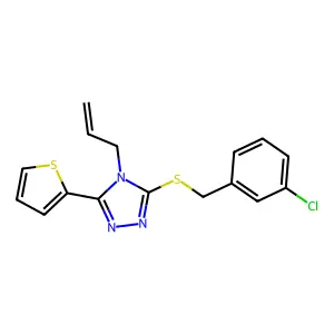 4-Allyl-3-((3-chlorobenzyl)thio)-5-(2-thienyl)-4H-1,2,4-triazole structure