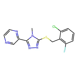 3-[(6-Chloro-2-fluorophenyl)methylthio]-4-methyl-5-pyrazin-2-yl-1,2,4-triazole structure