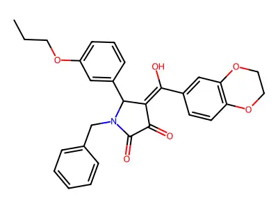1-benzyl-4-(2,3-dihydro-1,4-benzodioxine-6-carbonyl)-3-hydroxy-5-(3-propoxyphenyl)-2,5-dihydro-1H-pyrrol-2-one structure