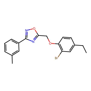 5-[(2-Bromo-4-ethylphenoxy)methyl]-3-(3-methylphenyl)-1,2,4-oxadiazole structure