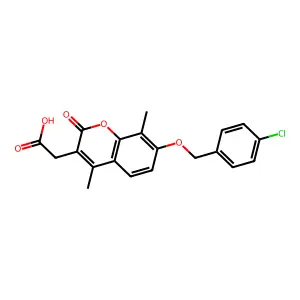 {7-[(4-chlorobenzyl)oxy]-4,8-dimethyl-2-oxo-2H-chromen-3-yl}acetic acid structure
