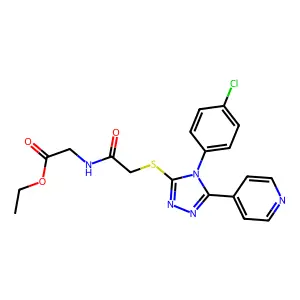{2-[4-(4-Chloro-phenyl)-5-pyridin-4-yl-4H-[1,2,4]triazol-3-ylsulfanyl]-acetylamino}-acetic acid ethyl ester structure