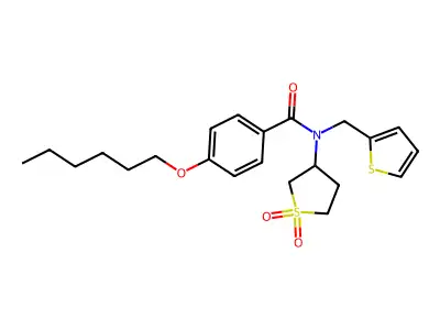 N-(1,1-dioxothiolan-3-yl)-4-hexoxy-N-(thiophen-2-ylmethyl)benzamide structure