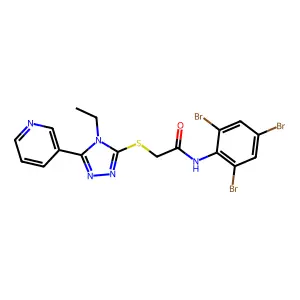 2-{[4-ETHYL-5-(3-PYRIDINYL)-4H-1,2,4-TRIAZOL-3-YL]SULFANYL}-N-(2,4,6-TRIBROMOPHENYL)ACETAMIDE structure